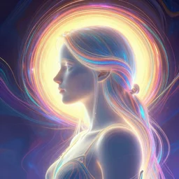 side profile portrait, imogen poots paladin, gloomhaven, d & d, soft, smooth, luminescent, art nouveau, concept art, backlit glow, ripples, swirly vibrant color lines, holy, gaudy colors, aesthetic octane render, 8 k, by ilya kuvshinov, cushart krenz, alex ross