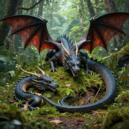 A dragons hoard overgrown by nature,