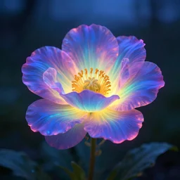 Luminescent flower blooming at twilight, cgsociety, r /art, trending on artstation, artstationHD, octane render, highly detailed, vray, volumetric lighting, unreal engine