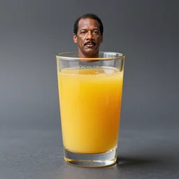 photograph ( shrunk down real life o j simpson ) [ inside a glass of orange juice ]