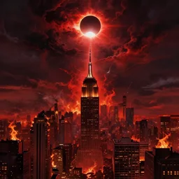 an digital art of fire red alert storm that destroys dark souls like new york city with eclipse in style of zdislaw beksinski