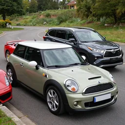 of a mini cooper mixed with ferrari and mixed with toyota highlander n - 8