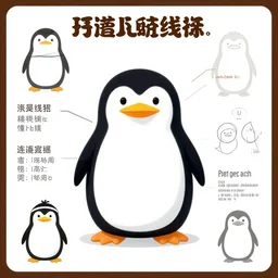 fat penguin, character reference sheet