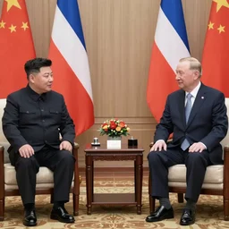 photorealistic image of a meeting between kim jong un and paul pot