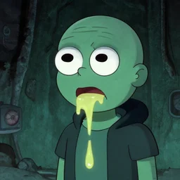 heavy liquid drips down my throat, sci - fi post punk cartoon