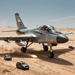 a gritty hyperdetailed photorealistic f - 1 8 hornet ground attack aircraft shooting a missile at a small group of vehicles in the desert, volumemetric lighting, cinematic framing, cinematatic lighting, cinematic shadows, in the style of top gun maverick