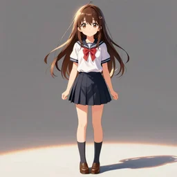 a high detail portrait of high school girl by makoto sinkai,  aniplex, kawaii, full body, in simple background, CLIP STADIO, mad painting