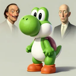surrealist portrait of a yoshi, art by salvador dali and rene magritte and beeple, surreal, highly detailed, soft lighting, vibrant colours, 4 k