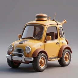 steampunk style blender car, photorealistic, 3 d rendering, cute, unreal engine, bokeh