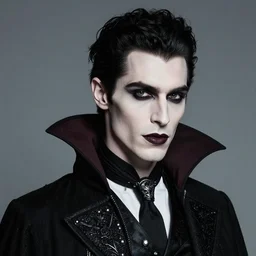 head and shoulders vogue fashion photo portrait of a gothic male vampire prince, d & d, fantasy,