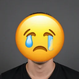 a man with a sweating emoji face
