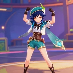 Venti from Genshin Impact doing a dance from Fortnite, super detailed, 4k, HDR, cute, Genshin Impact