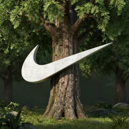 tree as nike swoosh, photo realistic, octane render