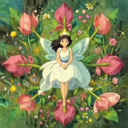 magical fairy flower studio ghibli ritual symmetric