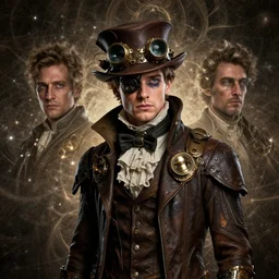 steampunk portrait of rowan sebastian atkinson, fractal background, by tomasz alen kopera and peter mohrbacher