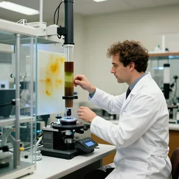 chromatograph beats a man in a white coat