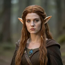 A portrait of a character, wooden elf queen