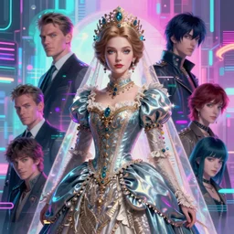 Beautiful rococo victorian princess, cyberpunk vaporwave glitchwave art, 4k digital illustration by artgerm, wlop, Andrei Riabovitchev, Marc Simonetti, yoshitaka Amano, artstation, 8k resolution, soft focus