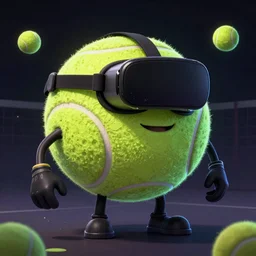 a tennis ball monster, VR Goggles, VR Glasses, virtual reality, tennis ball, dark, digital art, fantasy, magic, trending on artstation, ultra detailed, professional illustration by Basil Gogos