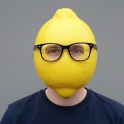 lemon head man wearing glasses