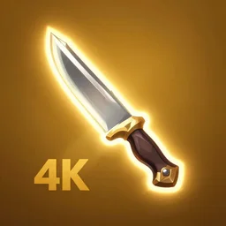 a knife icon, league of legends inventory item, outer glow, solid background, vray 4k, trending on artstation