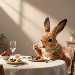 eevee eating dinner at a table happiness is temporary by greg rutkowski