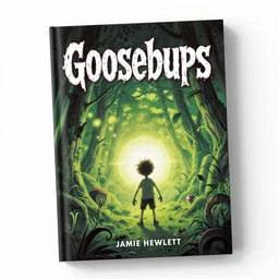 the cover of a new goosebumps book, in the style of jamie hewlett, detailed, aesthetic,