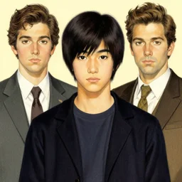 portrait of a japanese teen, by jack kirby, italo calvino and jean christian biville