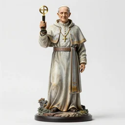 very photorealistic photo of a very detailed resin statue of papa emeritus from ghost on a white background, award - winning details