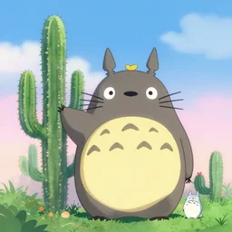 cactus | totoro | dreamlike | pastel | upscaled