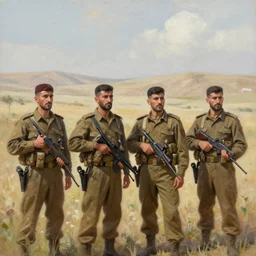 a 4 painting of a Kurdish army highly detailed digital painting art