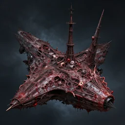 bloodborne space ship, highly detailed, masterpiece, artstation, art by emika lightweaver, made of blood and body parts in the style of giger, clive barker, lovecraft horror, hellraiser