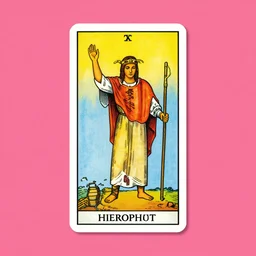 a post - minimalism tarot card the hierophant vibrant color scheme, highly detailed, in the style of romanticism, tarot card border, cinematic, artstation, moebius, alfons mucha, greg rutkowski