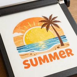 a risograph design featuring sunny days and summertime and the end of summer design using a warm color palette with oranges and yellows