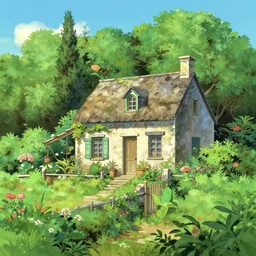 a typical house in a creole garden from reunion island illustration by makoto shinkai, by studio ghibli, anime, trending on artstation