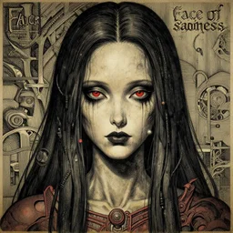 Afrofuturism detailed aesthetic horror portrait painting titled 'Face of sadness' description 'Order of the occult princess' portrait, character design, worn, dark, manga style, extremely high detail, photo realistic, pen and ink, intricate line drawing by René Laloux, Jean Giraud, Mœbius, Moebius,