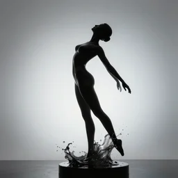 perfect female body silhouette turning in to liquid sculpture