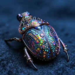 high quality macro photo jeweled iridescent highly detailed scarabs octane moody blue lighting low angle hd 8k sharp shallow depth of field