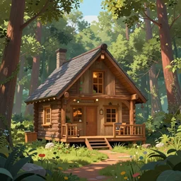 Beautiful cabin in the woods” Beautiful Dreamscape, Digital art, concept art, detailed, lovely colors, Art station,3-D 4K, beautiful background, matte painting, Josephine wall,