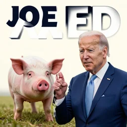 a funny hilarious conservative meme about joe biden and pigs, impact font, ifunny watermark