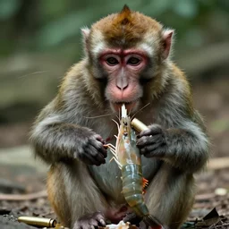 an old photograph of a monkey mixed with a bullet shrimp realistic, uneasy, horror, found footage