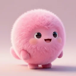 high quality 3 d render hyperrealistic very cute big pink little spherical creature, happy, smile, plush mascot, short spiky dense fluffy smooth fur, isometric view, pink fluffy fur, 1 5 0 mm, beautiful natural soft light, rim light, smooth background, artstation, ultra detailed, elegant, ultra detailed, metallic armor, octane render
