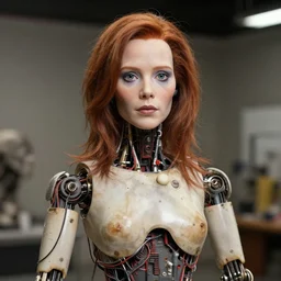 animatronic Uma Thurman, exposed wires, photo, Stan Winston studios, detailed, 4k
