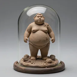 miniature 3d clay melt fat human dirty grime and fith in a glass dome miniature 3d clay melt fat human dirty grime and fith in a glass dome