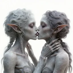 two adorable, intertwined, Eldritch, women abominations of unimaginable horror kissing each other close-up by Junji Ito and H.R. Giger, speculative evolution, horror manga, psychedelic illustration, sticker illustration, Vector art