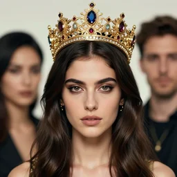 blurred background. close-up portrait of a goddess in crown, by Artgerm and Afarin Sajedi and greg rutkowski