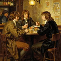 handsome bradley james as arthur pendragon and handsome colin morgan as merlin go to a pub together to have some drinks. highly detailed painting by gaston bussiere, alphonse mucha, greg rutkowski, j. c. leyendecker 8 k