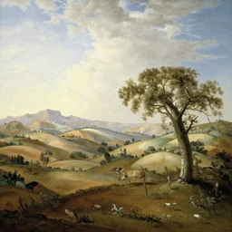 highly detailed landscape of the african velt, beautiful, bright atmosphere : claude lorrain