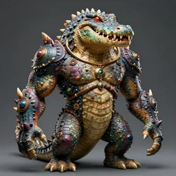 muscly half humanoid half crocodile creature, more humanoid than fantasy character portrait, interesting skin coloring,, ultra realistic, intricate details, the fifth element artifacts, highly detailed by peter mohrbacher, allen williams, hajime sorayama, wayne barlowe, boris vallejo, aaron horkey, gaston bussiere, craig mullins