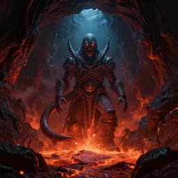 fantasy cthulhu in a lava dungeon , by Greg Rutkowski and craig mullins, 8k photorealistic, cinematic lighting, HD, high details, dramatic, atmospheric , trending on artstation